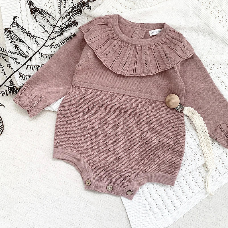0-24M Warm Baby Clothing Knit Romper Newborn Romper Infant Toddler Boy Girl Long Sleeve Jumpsuit Embroidery Fall Spring Outfits