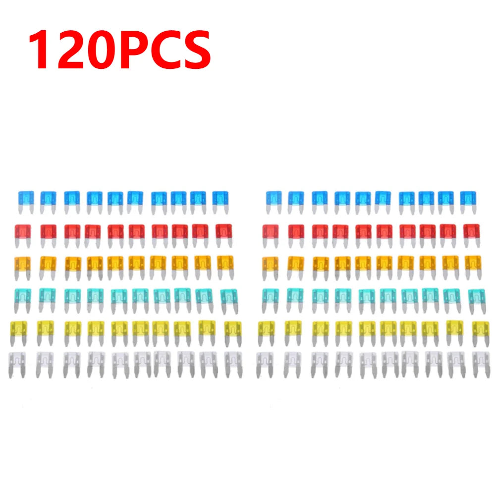 60/120pcs Auto Car Truck Mini Fuse Blade 5A 10A 15A 20A 25A 30A Mixed Kit Fuse Set Assortment Cars Safety Blade Fuses Accessorie