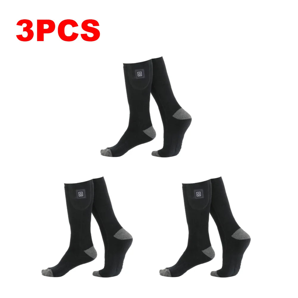 1/2/3Pair Winter Heated Socks Heating Warm Long Socks Anti Slip Battery Powered Cold-Proof Skiing Sock For Outdoor Skiing Hiking