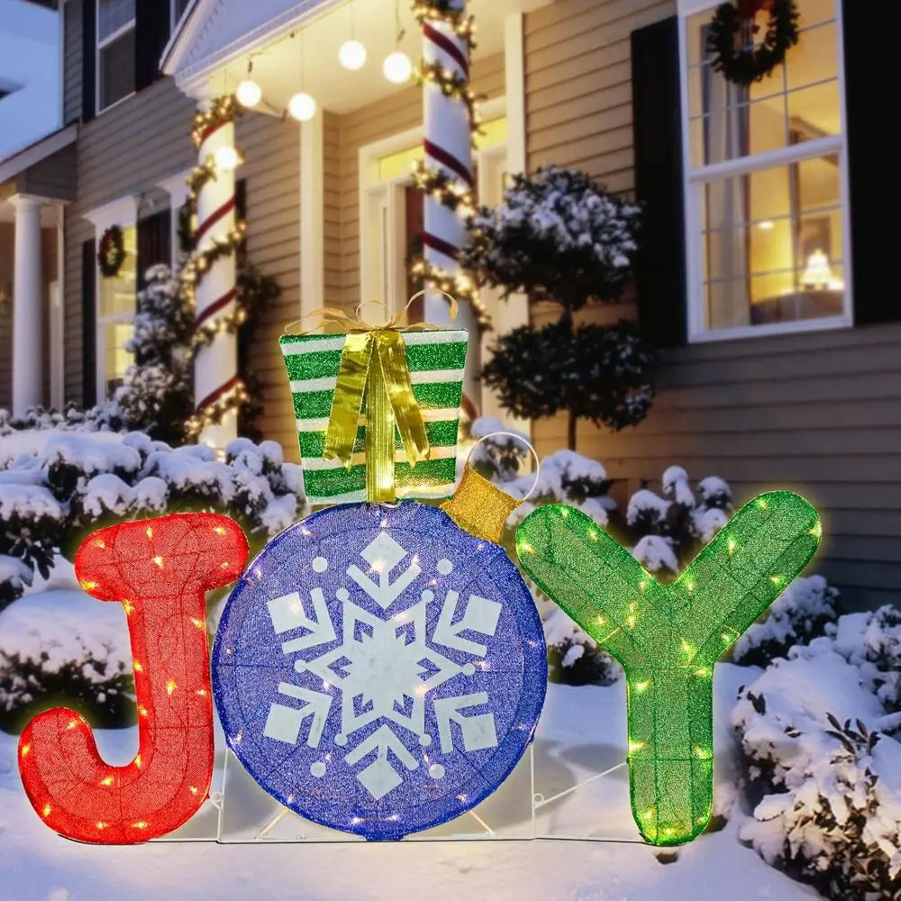 40 Illuminated Joy Nativity Outdoor Yard Sign with 70 LEDs, Christmas Lawn Decoration for Parties & Holidays