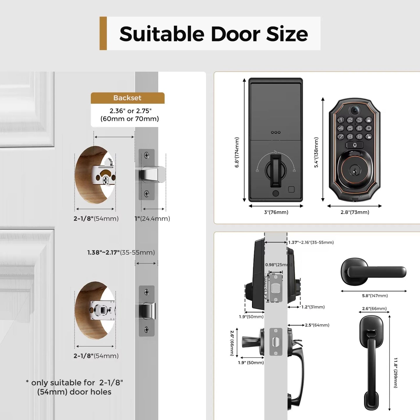 Smart Lock D289H Smart WiFi Keyless Door Lock with Camera 5 in 1 Camera Fingerprint Entry App-Controlled Auto-Lock System
