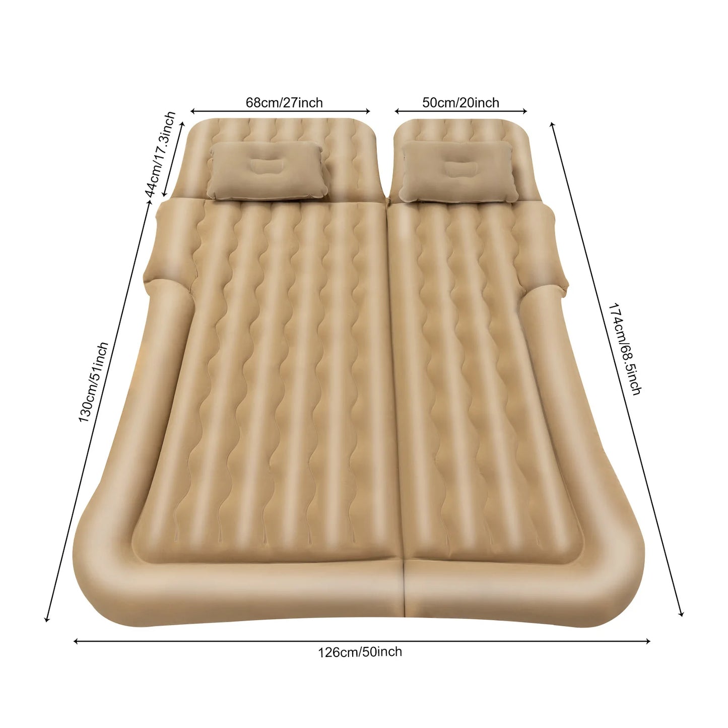 SUV Air Mattress w/ Air Pump, Inflatable Car Mattress for Trunk, Camping Bed Cushion Travel Back Seat Sleeping Bed