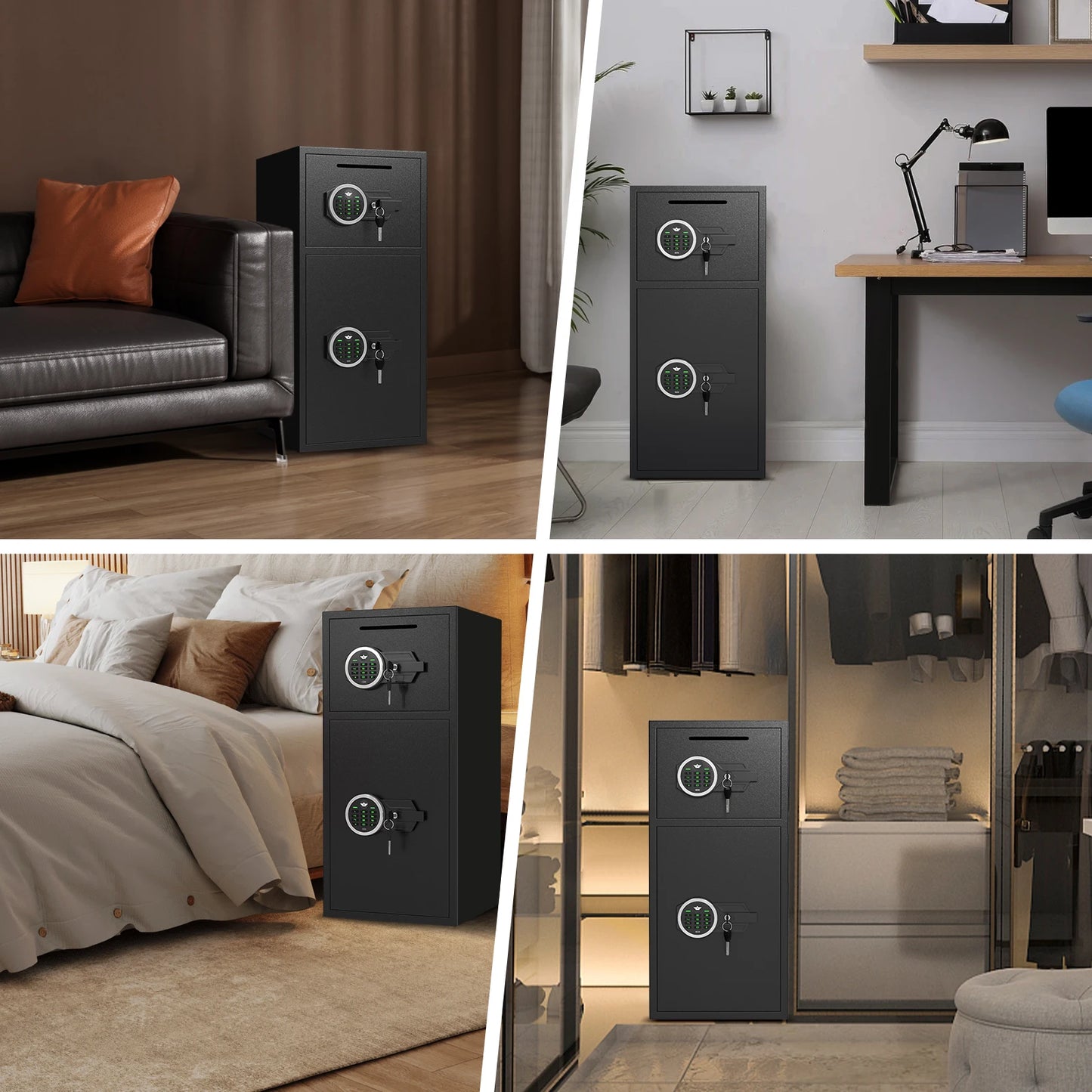 6.0 Cub Safe Box, Heavy Duty Large Safe with Dual Alarm System, Home Safe with Deposit Slot and Backlit Keyboard