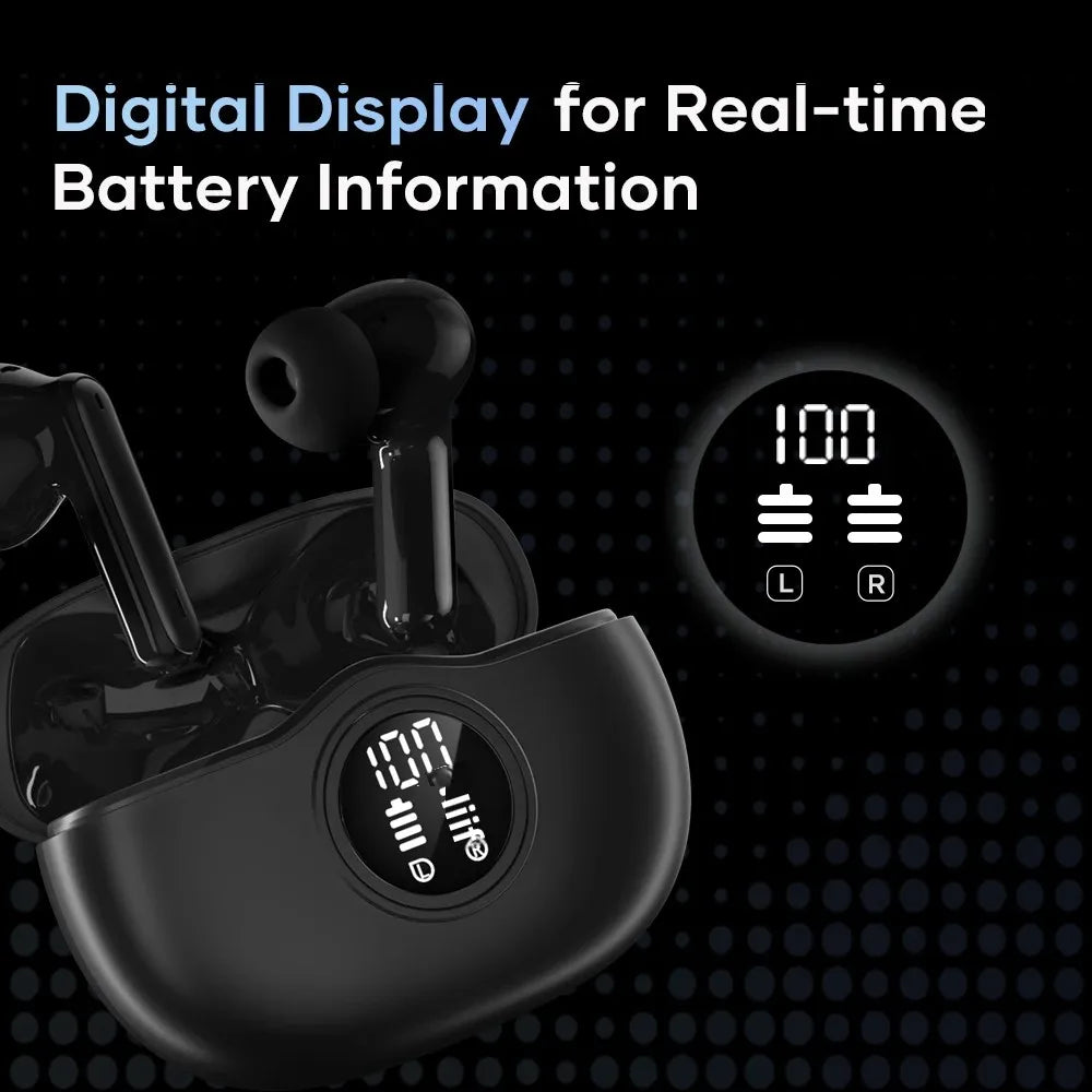 Wavefun Star 2 Bluetooth Earphone V5.3 Wireless Headphones Digital Display Noise Cancelling Earbuds Super Bass