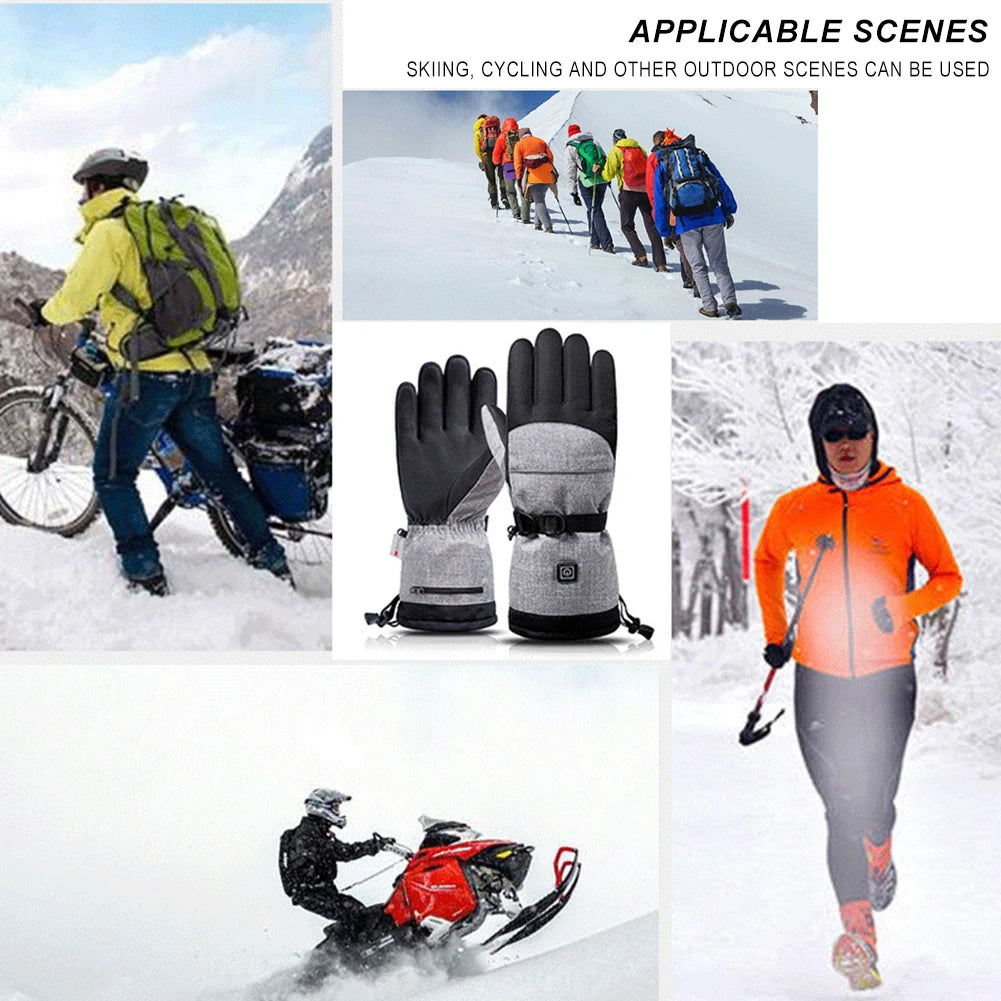 Winter Electric Heated Gloves Electric USB Charging Heating Gloves Waterproof Thermal Heating Gloves For Climbing Hiking Skiing