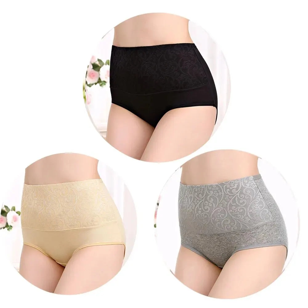 3Pcs/Lot Plus Size Underwear Women High Waist Women's Panties Cotton Brief Girl Breath Panty Abdominal Underpants Ladies L-5XL