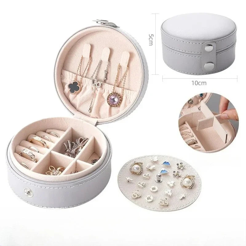 Small Travel Jewelry Organizer Box for Girls Women Earring Rings Storage Case Necklace Pendant Box