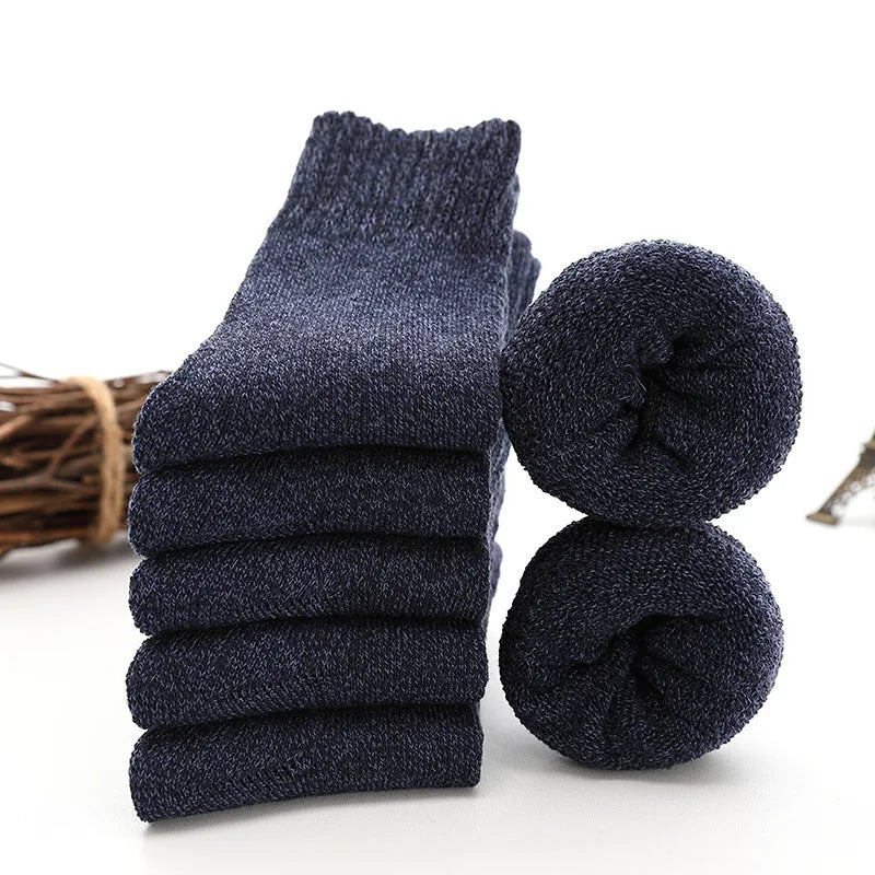 5 Pairs Super Thick Winter Woolen Merino Socks for Men Towel Thermal Warm Sport Socks Cotton Male's Cold Snow Boot Terry Sock