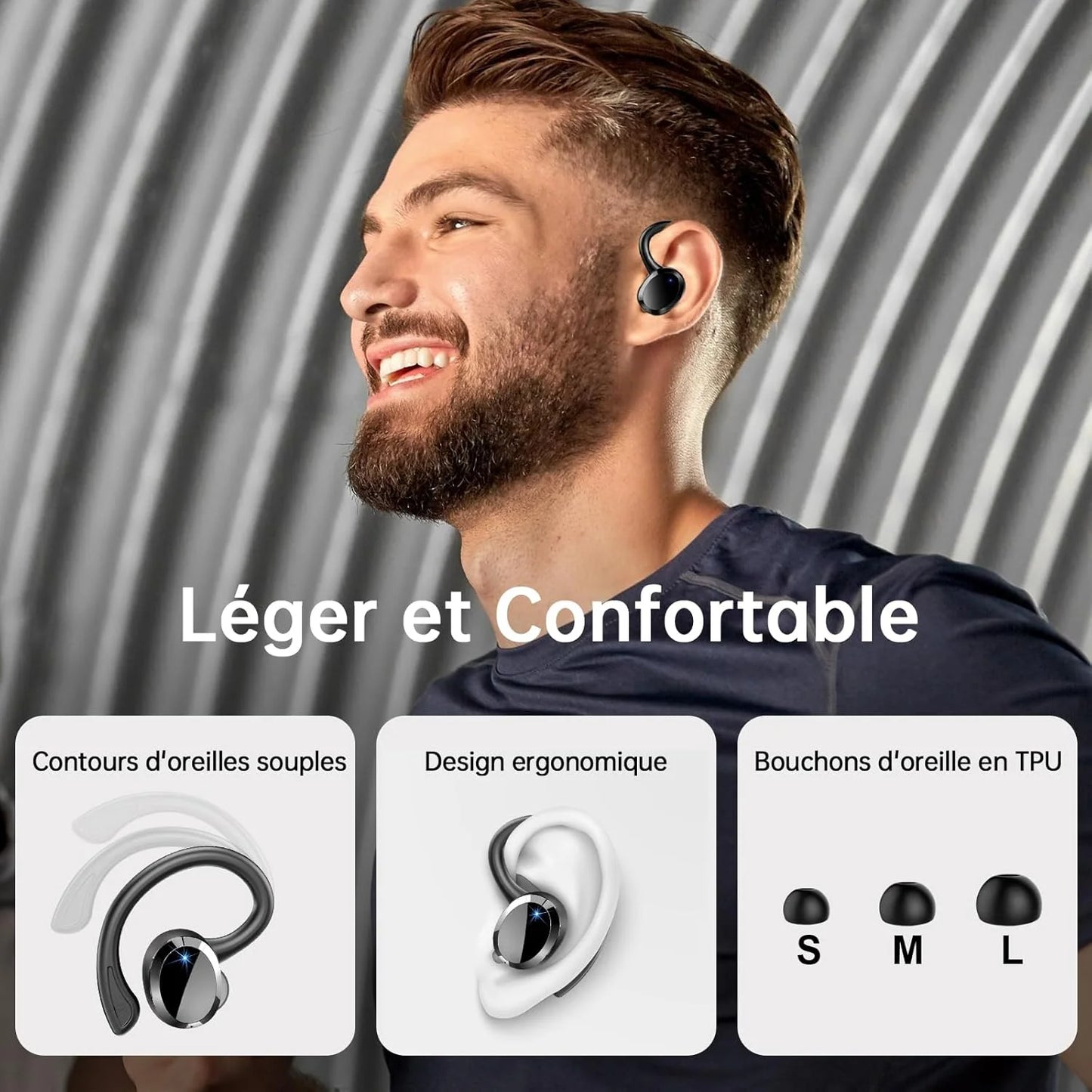 Wireless Earbuds, Bluetooth 5.3 On-Ear Headset, Noise Cancelling Mic, 48 H Playtime Sports Headphones for Workout/Running.