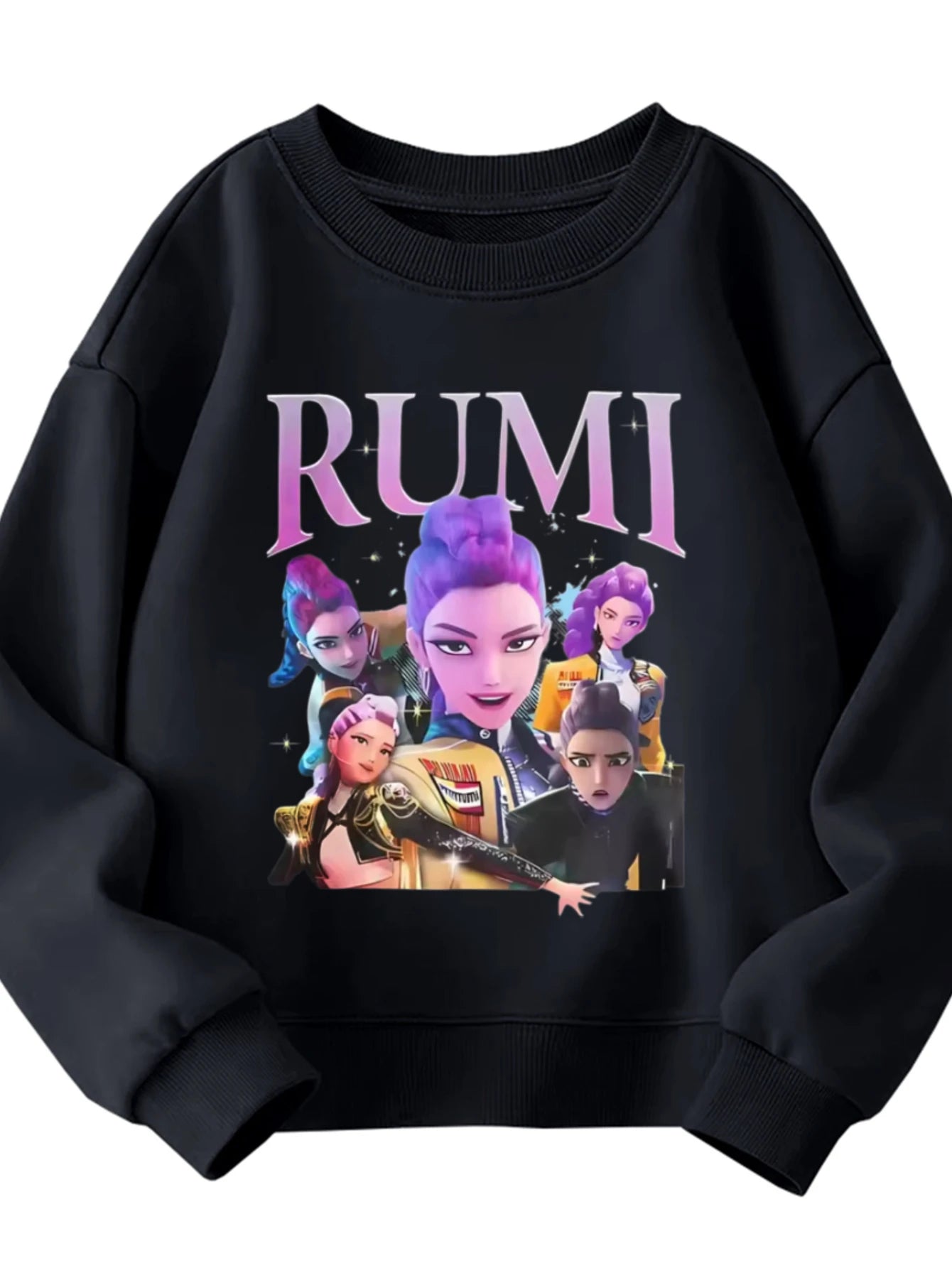 Children Kids Cotton Crew-neck Sweatshirt with RUMI Anime Characters Group for Boys and Girls