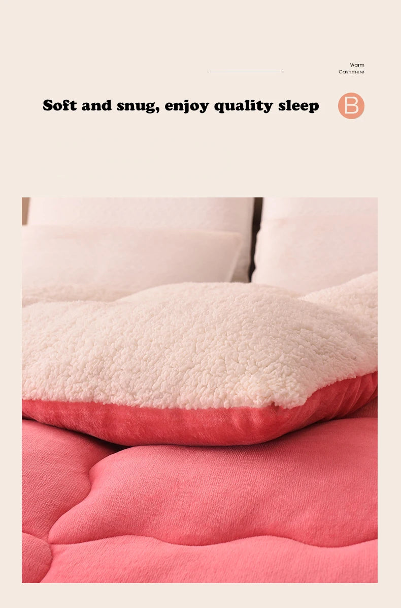 Solid color double-sided Duvet Lamb Wool flannel quilt. Warm comfort in the winter for a bedroom, Thicken Weight Blanket.