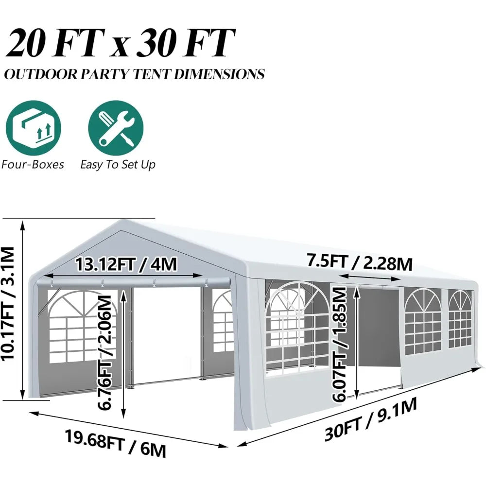 20' x 30' Canopy Party Tent & Carport - Heavy Duty Outdoor Wedding Gazebo with 4 Sand Bags, Event Shelter Canopy for Outdoor Eve