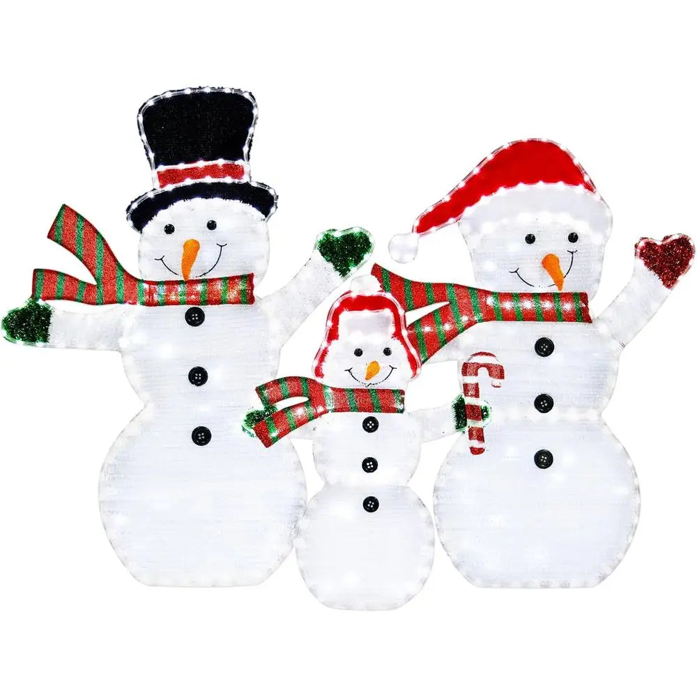 3 Piece 440 LED Lit Snowman Family Outdoor Holiday Decor Set, 4.2 FT Tall