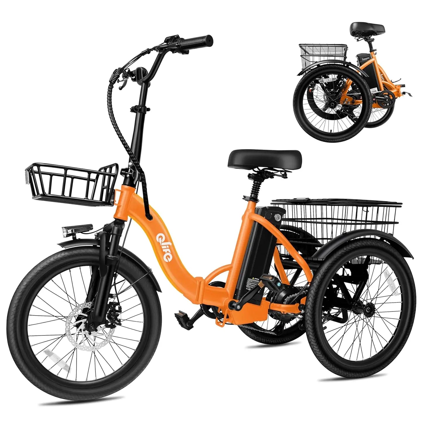 Triker Electric Bike, Peak 750W Brushless Motor Folding Trike Ebike, 468Wh Removable Battery, Step-Thru 3 Wheel, Customized