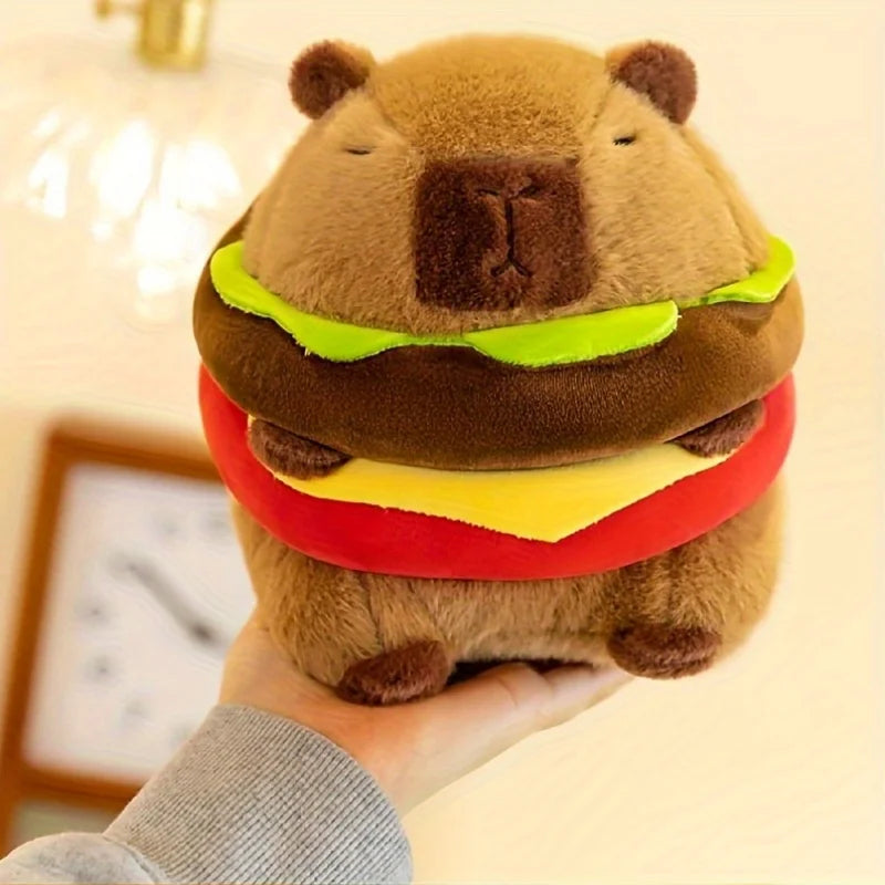 Hamburger Capybara Plush Toy - Stuffed Animal with Realistic Burger, Birthday Gifts for girls and boys Kids