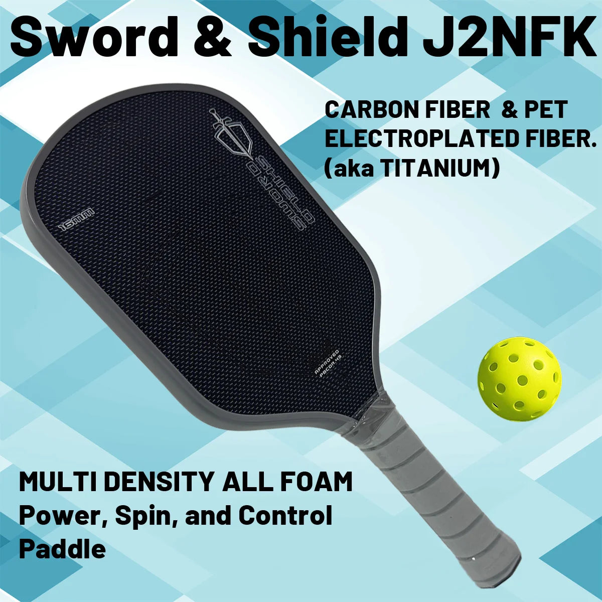 Pickleball Paddle Sword & Shield J2NFT, Gen. 4.5 Multi Density, All Foam Floating - Pivoting Core Pickleball Paddle EPP Core