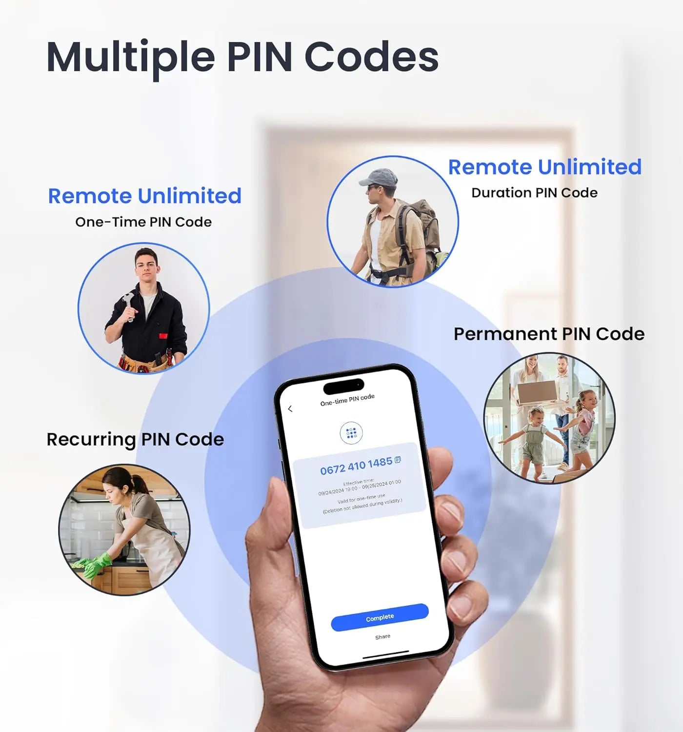 Veise VE07 Fingerprint Smart Door Lock, 7-in-1 Keyless Entry Deadbolt with App Control, Electronic Digital Touchscreen Keypad