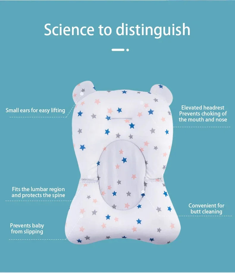 Baby Bath Seat Support Mat Infant Anti-Slip Soft Comfort Body Cushion Foldable Baby Bath Tub Pad Chair Newborn Bathtub Pillow