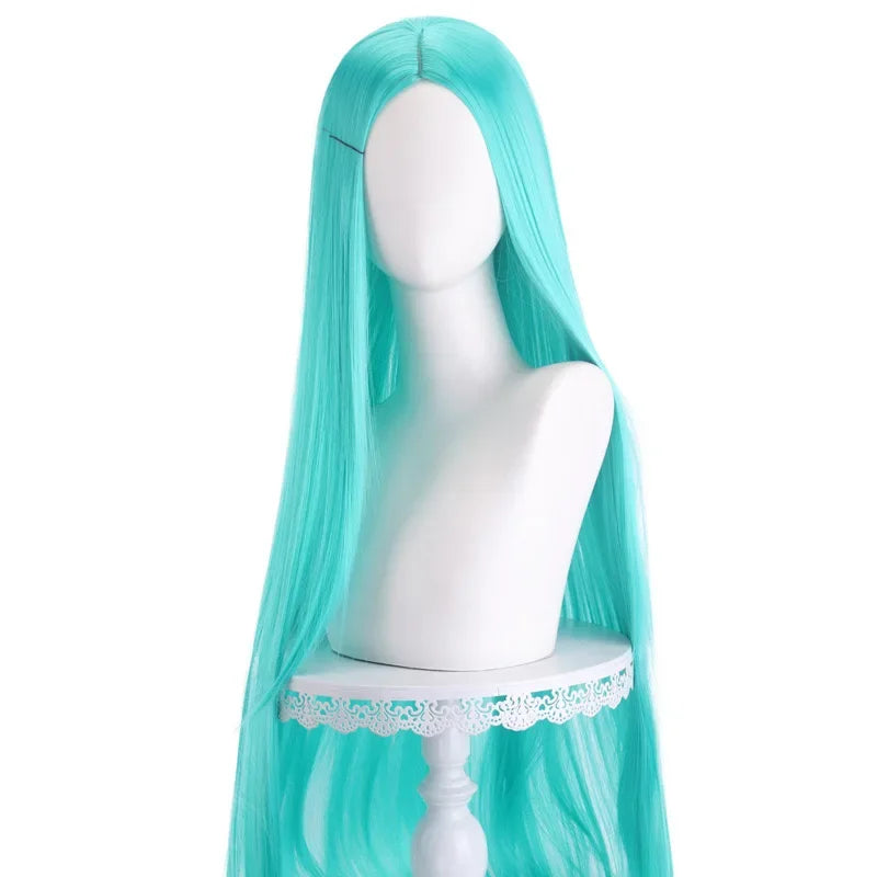 Long Straight Cosplay Wig 100 cm Center Parting Central Split Blond Pink Red Purple Heat Resistant Synthetic Hair Wigs