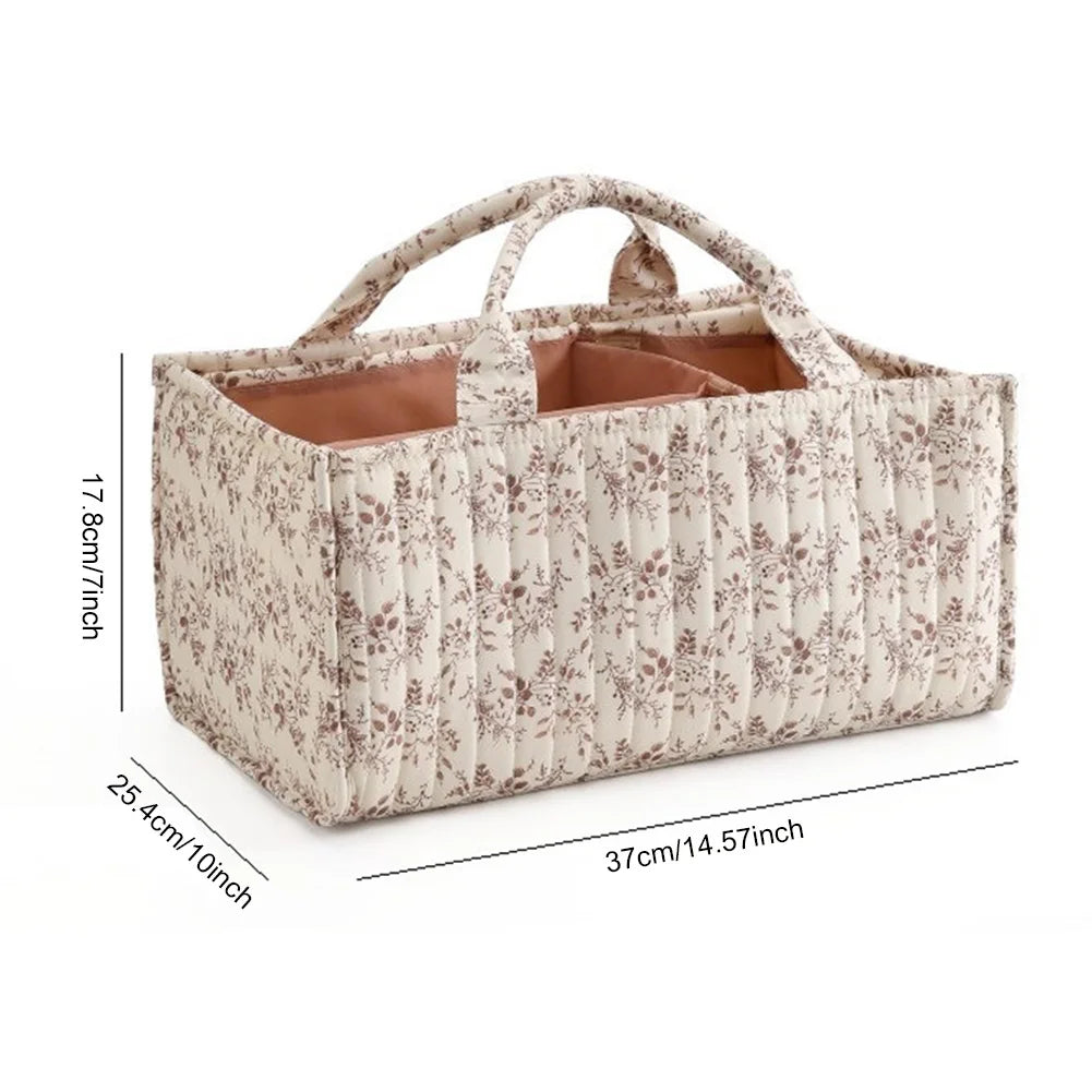 Floral Portable Holder Tote Bag with Removable Divider Storage Diaper Organizer for Baby Wipes Newborn Essentials Must Haves