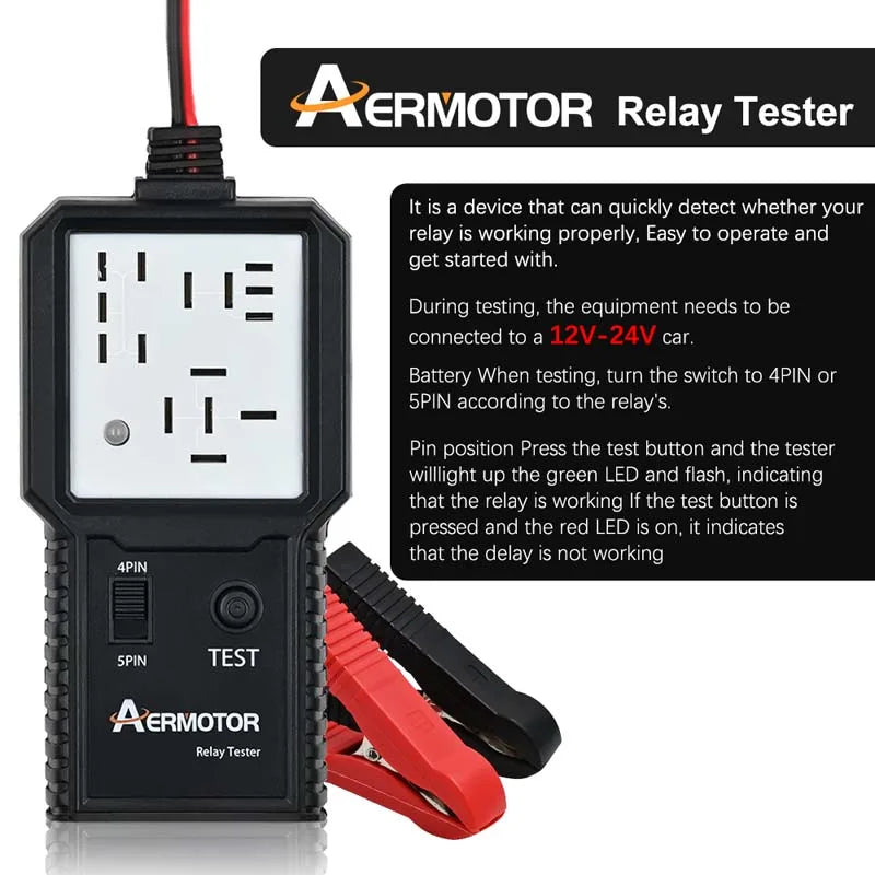 Aermotor 12-24 V Car Relay Tester Electronic Automotive Relay Detector Auto Battery Checker Alternator Analyzer Diagnostic Tool 