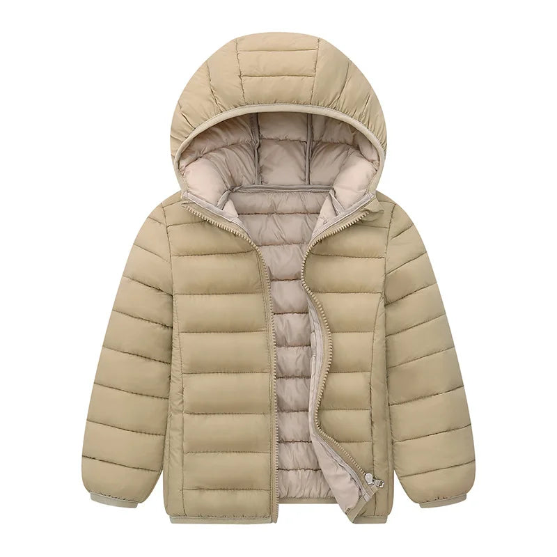 Kids Down Jackets For 3-14 Years Autumn Winter Boys Girls Warm Solid Down Coats Teens Hooded Zipper Outerwear Children Clothing