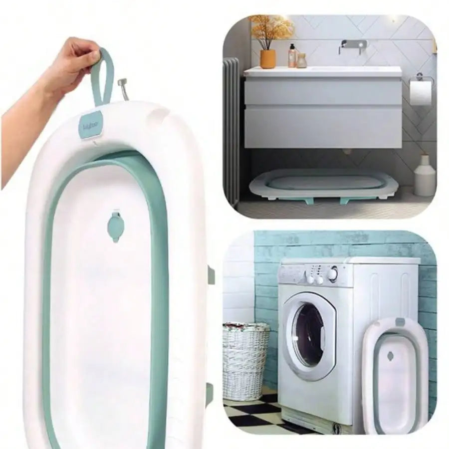 Baby bath, baby bath with thermometer warning - compact baby bath with foldable legs