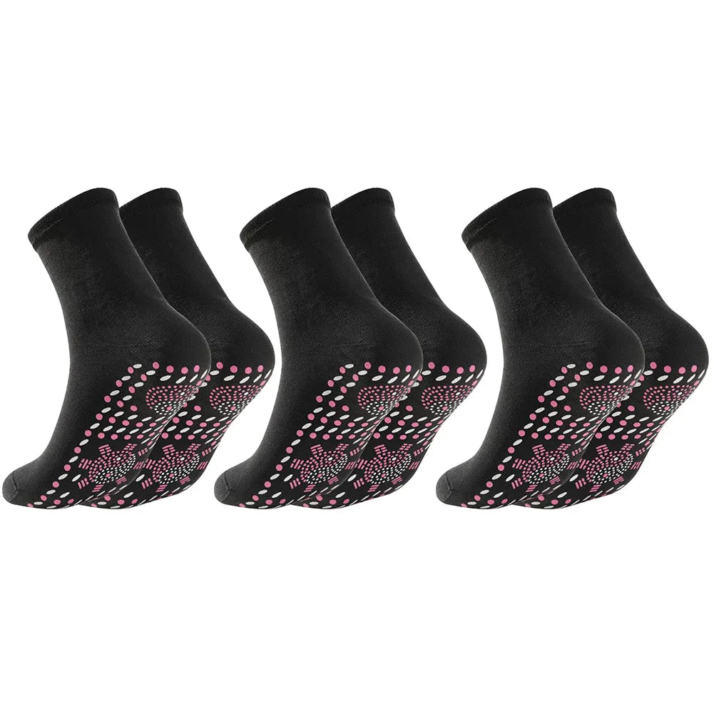 3 Pairs Tourmaline Acupressure Socks Soft Self-Heating Socks Warm Hot Massage Socks Multifunction for Outdoor Activities