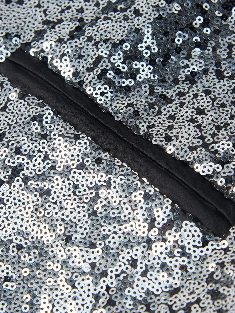 Men's single-piece top sequin sparkling prom suit jacket single button and sports jacket tuxedo, suitable for wedding banquet