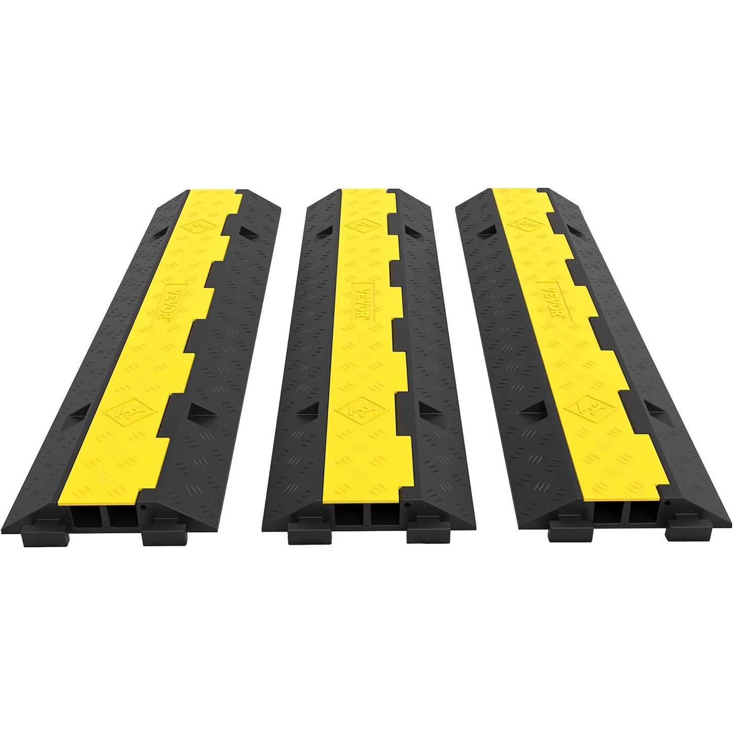 Cable Protector Ramp Wire Cable Cover Cord Guard 2 Channels Rubber + PVC 11000 LBS Speed Bump Parking Driveway Traffic