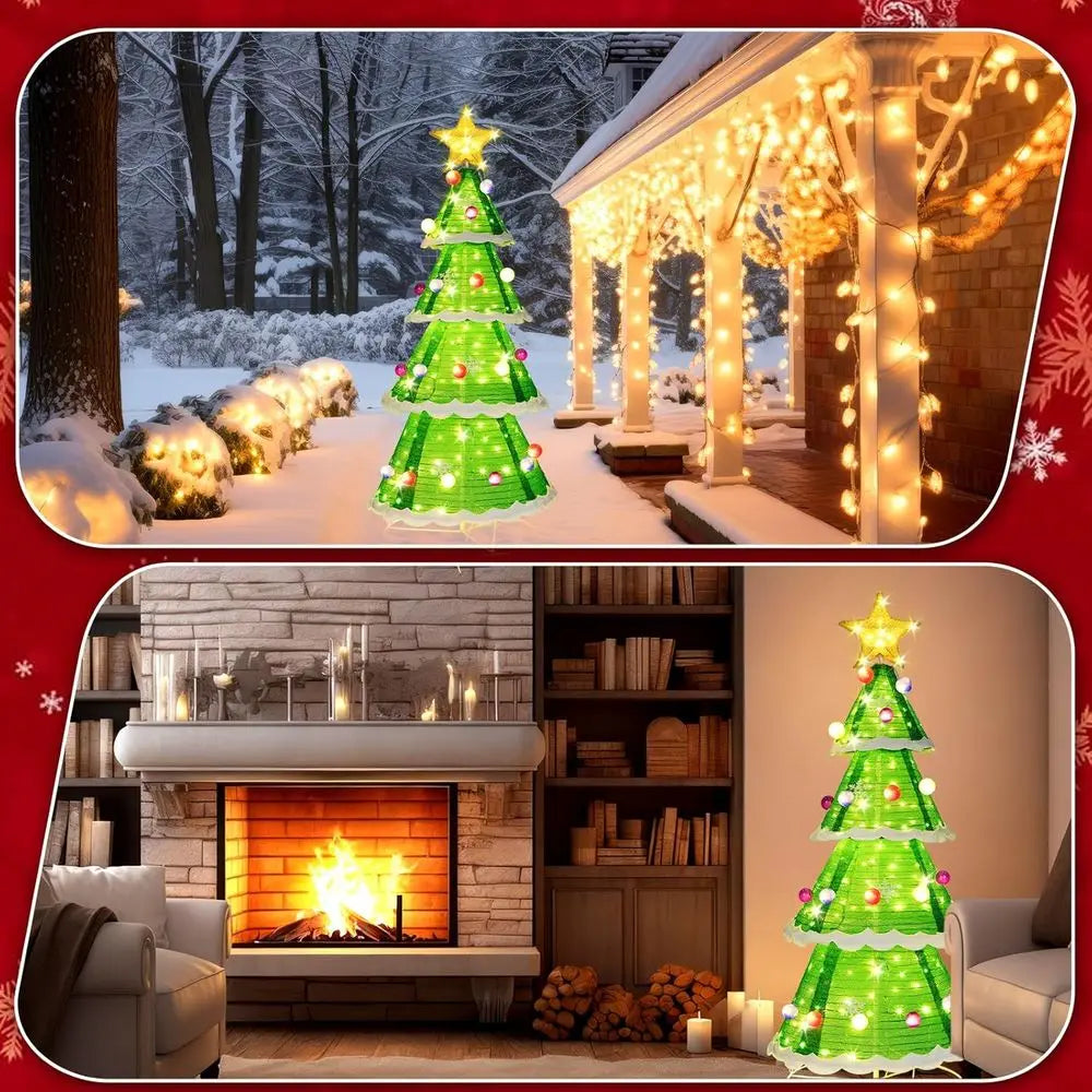 6.5 ft Pop-Up Christmas Tree with 230 LED's, Outdoor/Indoor, Collapsible for Home, Yard, Party