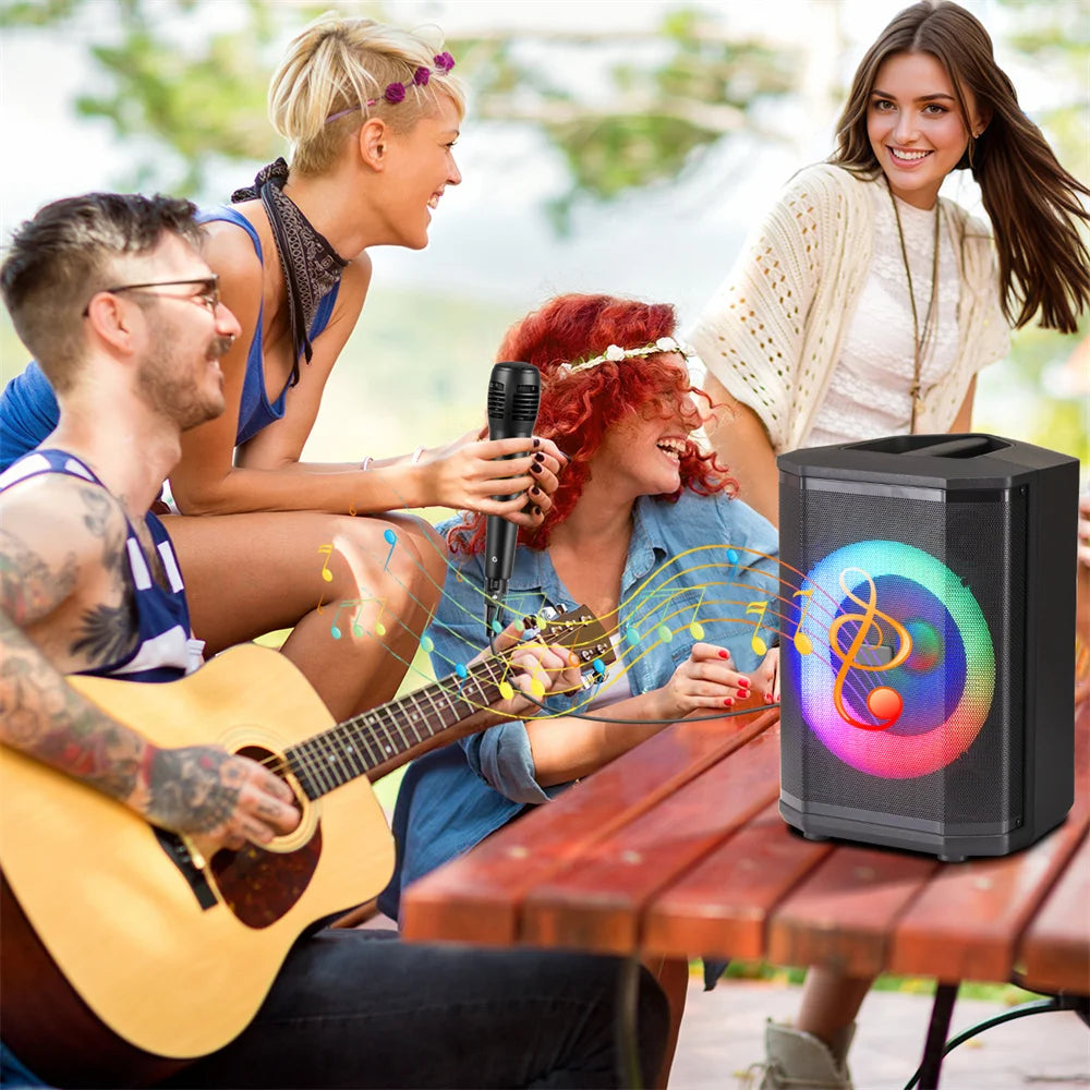 5000 W Portable Tilt-able Bluetooth Party Speaker 8 "Sub-woofer Heavy Bass Sound System D J Led Light Loud Speaker with Microphone