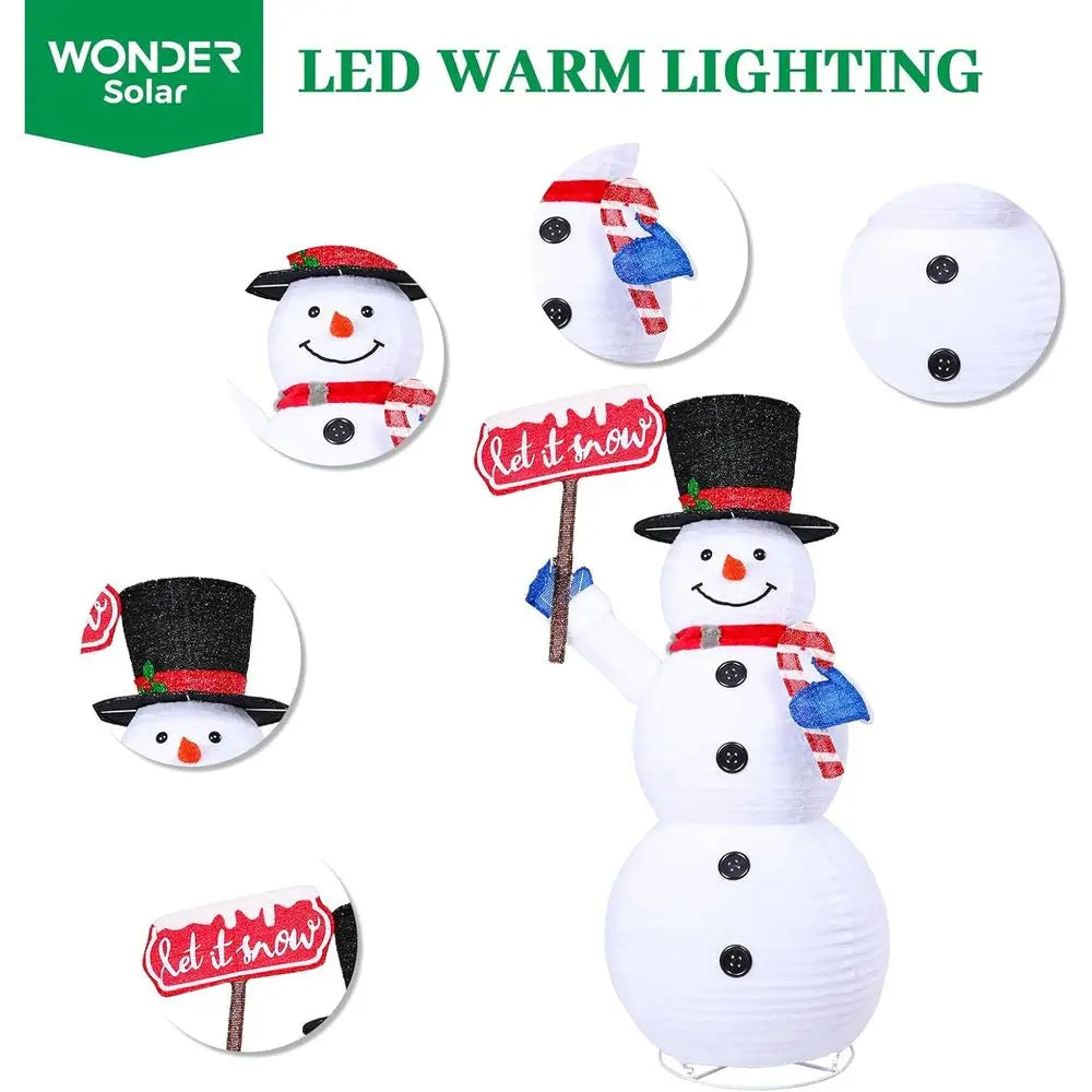 5.2 FT Tall Warm White Lighted Snowman with Candy Cane, Outdoor/Indoor Christmas Decoration for Yard, Garden, Lawn