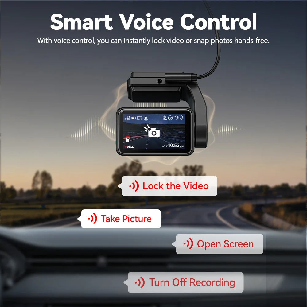 REDTIGER A4 4k Dash Cam Front and Rear Drive Recorder GPS& 5G WiFi Touch Screen Night Vision 24H Parking Mode Voice Control