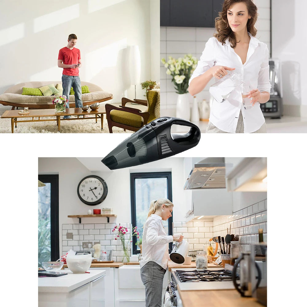 Wireless Car Vacuum Cleaner Portable Wet&Dry Handheld Strong Suction Car Vacuum Air Duster Built-in 1500 mAh*2 Li-ion battery