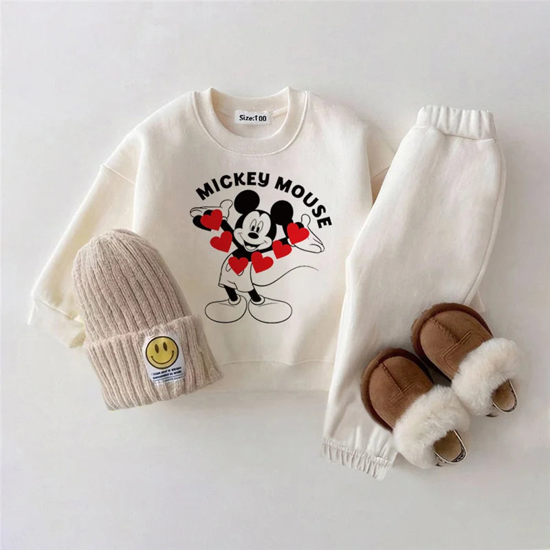 2 Piece Kids Girl / Boy Thicken Clothes Outfits Lovely Printed Sweatshirt + Pant Children Baby Clothing for Autumn Winter