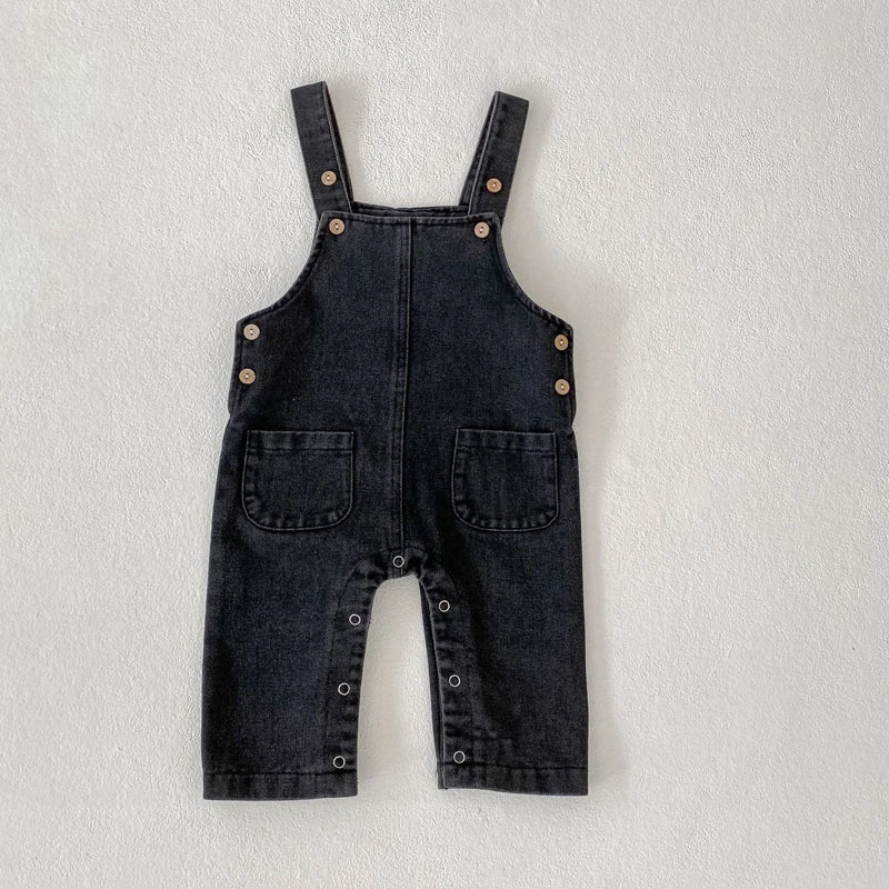 New spring baby clothes for 0 - 3 years old, neutral denim jumpsuits and striped tops, sold separately