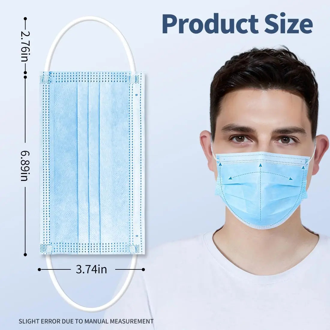 GTT 50/100Pcs Disposable Face Mask individually packaged 3 Ply breathable Earloop Protective Mask for Home School Office Outdoor