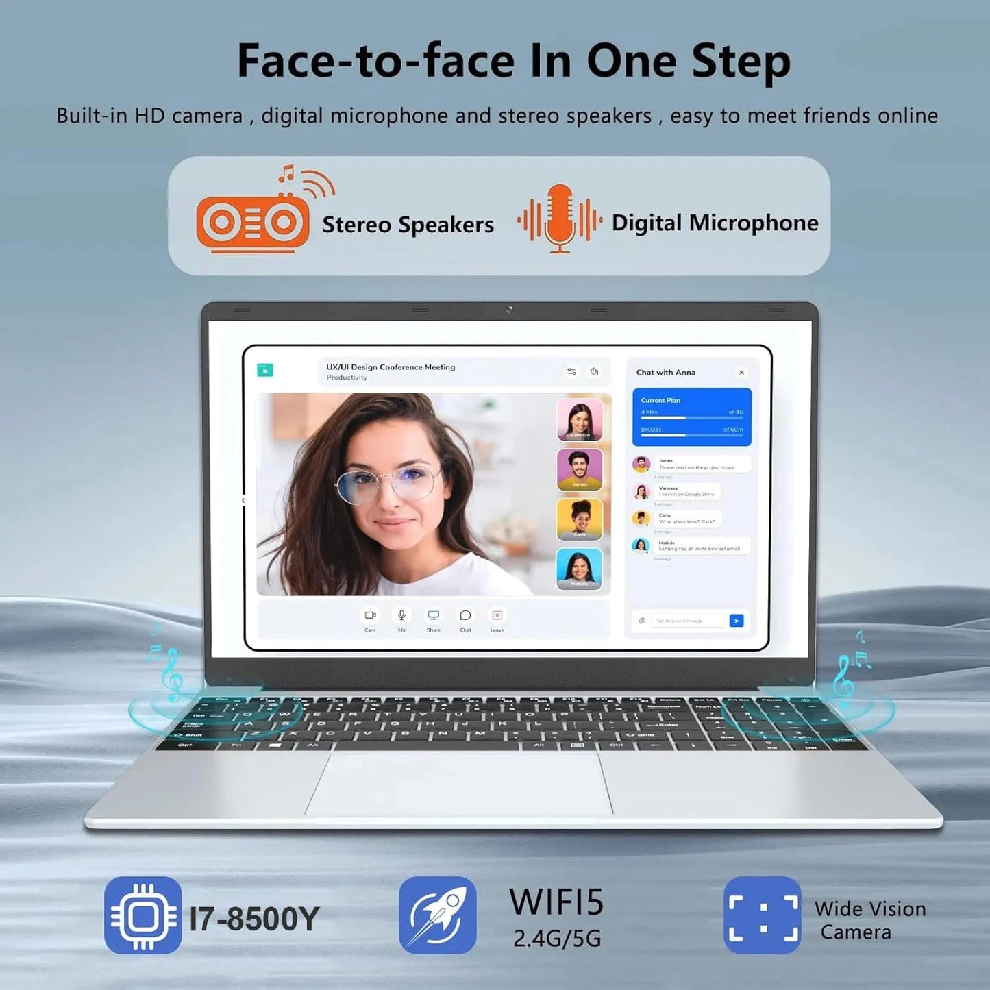 15.6 inch Portable i7 Laptop Fingerprint Unlock Notebook 16GB 1TB Windows 11 Gaming Laptops Computer Intel i7-8500Y Notebook PC