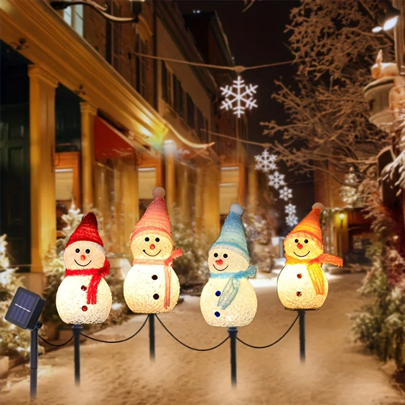 Christmas Decorations Light Solar Light Snowman Christmas Outdoor Solar Powered Stakes Lights For Corridor Patio Lawn Decoration