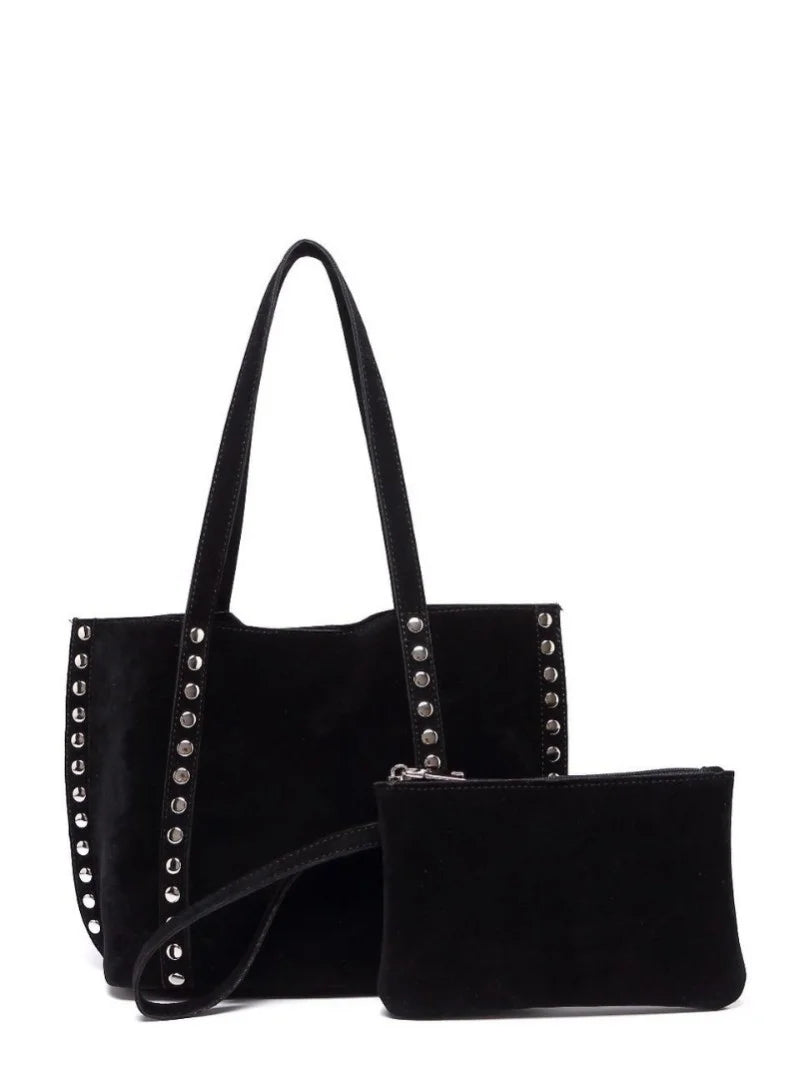 Large-capacity deerskin fleece single-shoulder bag for autumn and winter casual rivet handbag, fleece underarm bag for commuting