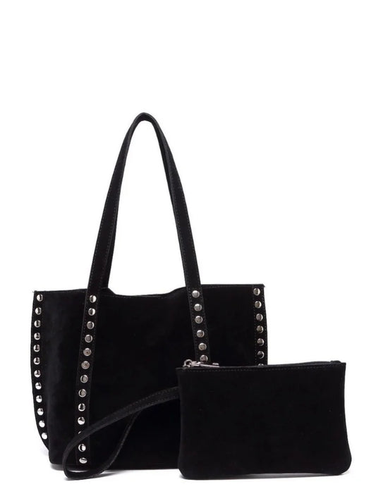 Large-capacity deerskin fleece single-shoulder bag for autumn and winter casual rivet handbag, fleece underarm bag for commuting