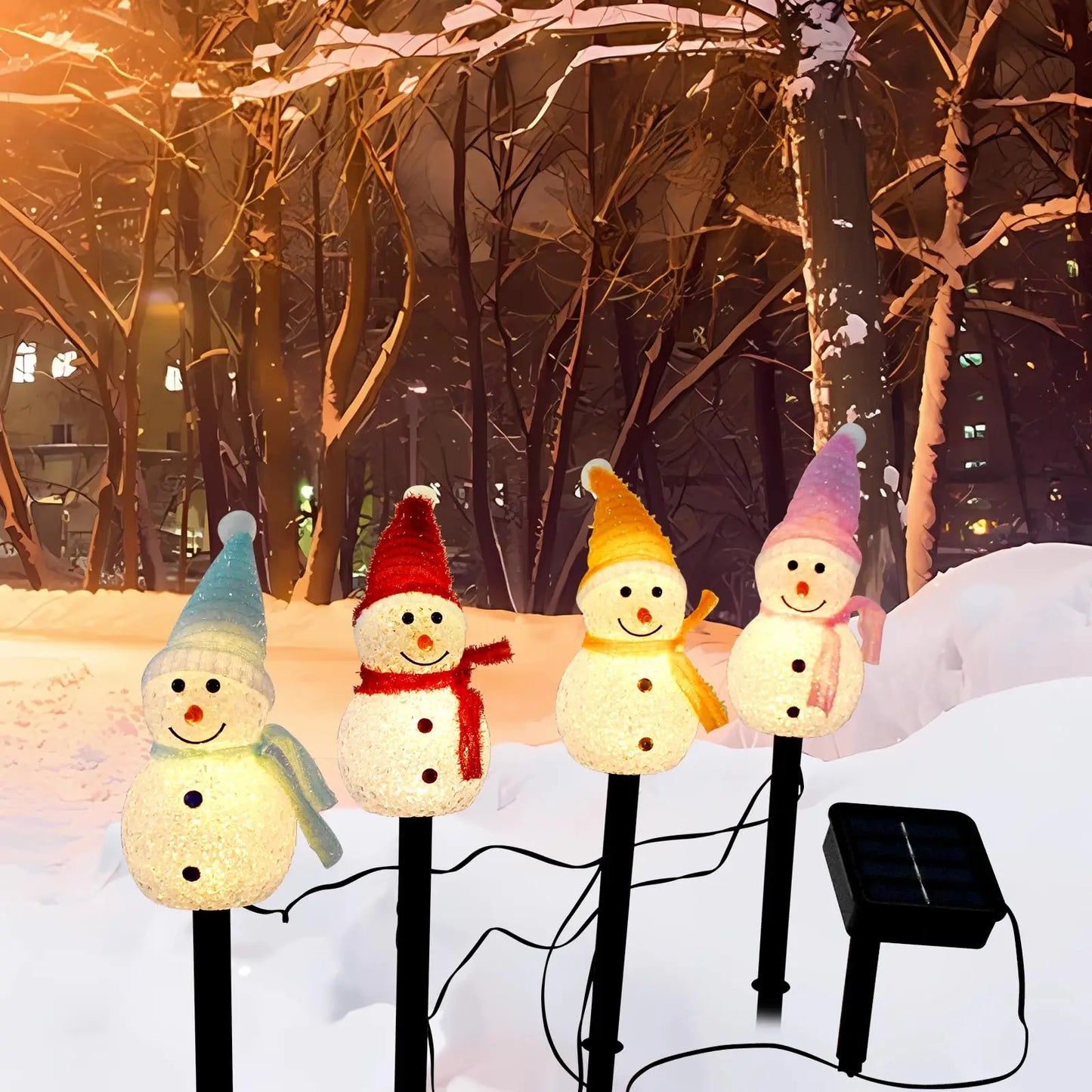 Christmas Decorations Light Solar Light Snowman Christmas Outdoor Solar Powered Stakes Lights For Corridor Patio Lawn Decoration