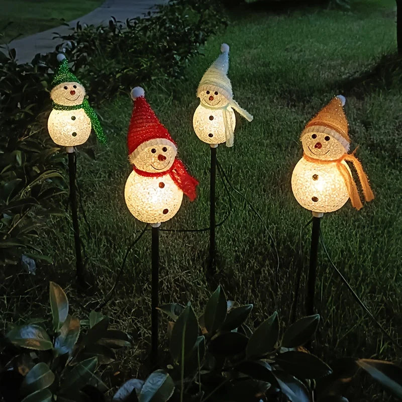 Christmas Decorations Light Solar Light Snowman Christmas Outdoor Solar Powered Stakes Lights For Corridor Patio Lawn Decoration