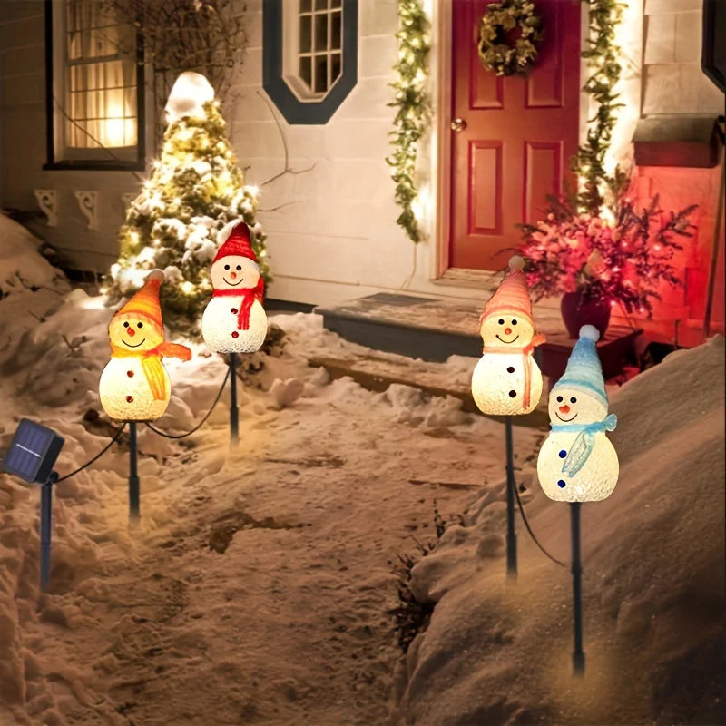 Christmas Decorations Light Solar Light Snowman Christmas Outdoor Solar Powered Stakes Lights For Corridor Patio Lawn Decoration
