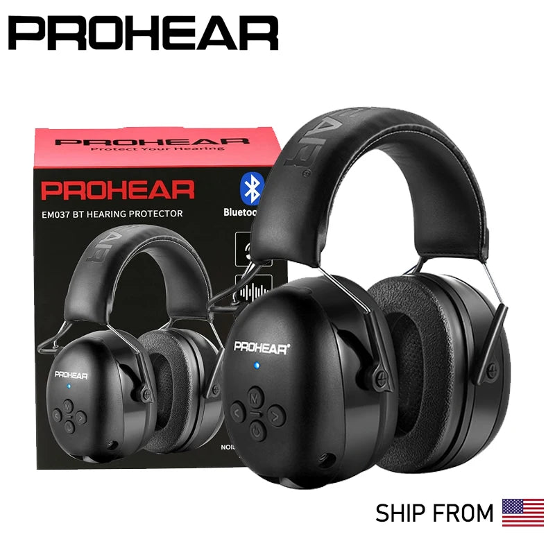 PROHEAR Bluetooth 5.3 Headphones SNR 30dB Hearing Protection Earphone Noise Reduction Safety Ear Muffs 4H Recharg 120H Playtime