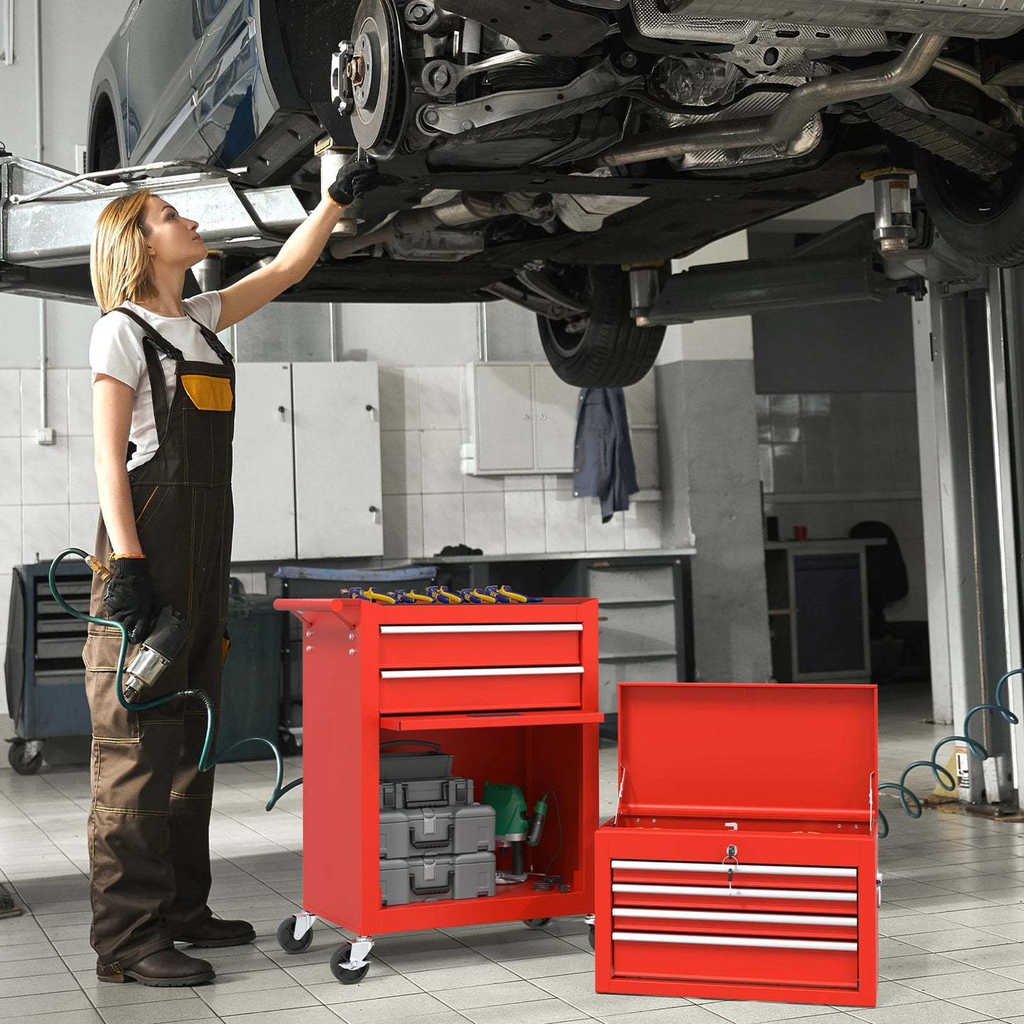 43.9 inch 6 drawer rolling tools chest(Red)