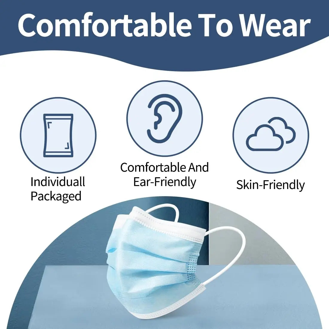 GTT 50/100Pcs Disposable Face Mask individually packaged 3 Ply breathable Earloop Protective Mask for Home School Office Outdoor