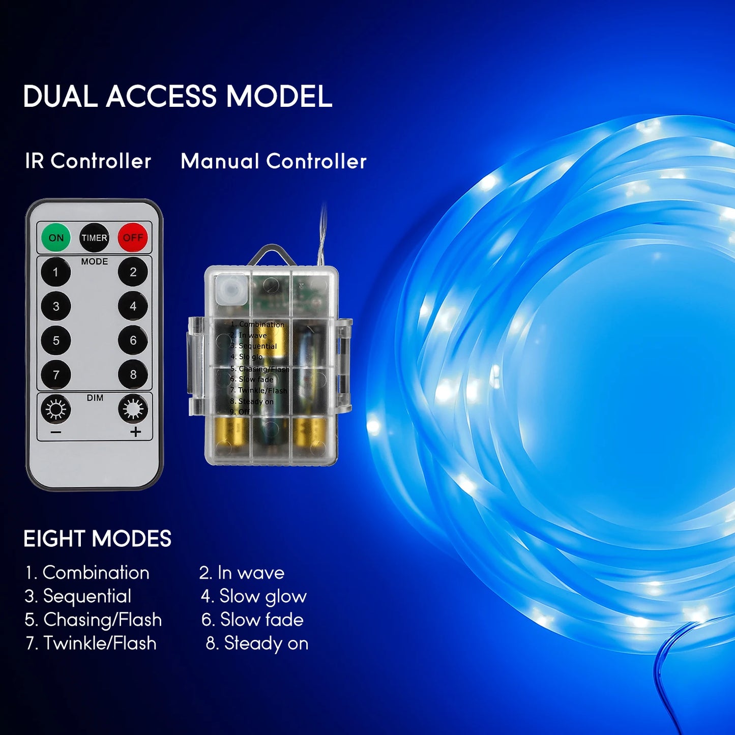 LED Rope Lights, 33ft 100LEDs Fairy String Light, Weatherproof Fairy String Lighting, Christmas Party Indoor, Blue