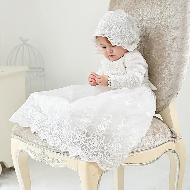 Hetiso Baby Girls Dress Long Sleeve Kids First Birthday Ball Gown Infant Dresses for Baptism Bridesmaid party 3-24 month